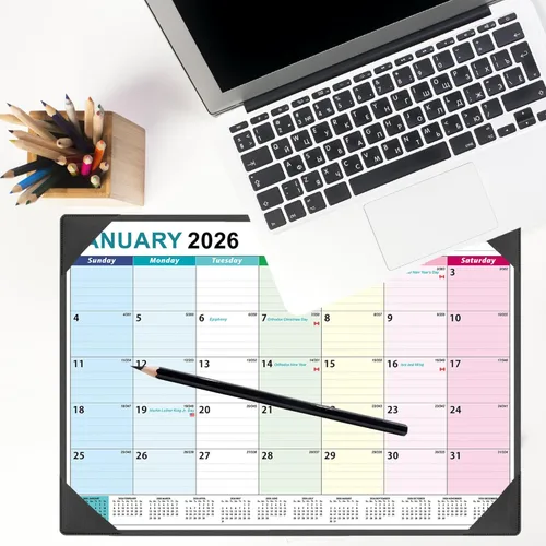 Miniatura 4 de Calendario de escritorio grande 2026-2027 de 17'' x 22'' con tapete de escritorio, calendario de escritorio de 18 meses de enero de 2026 a junio