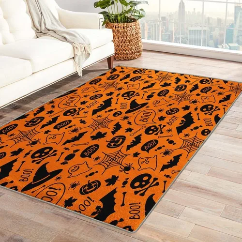 Miniatura 8 de Alfombras de araña para dormitorio, sala de estar, alfombra de tela de araña de Halloween de 3 x 4, lavable, antideslizante, suave, alfombra de área