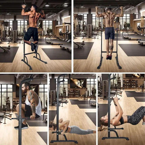 Miniatura 7 de Estación de barra de inmersión de altura ajustable, estación de inmersión resistente para gimnasio en casa, estación de inmersión multifunción