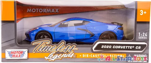 Miniatura 7 de 2020 Chevrolet Corvette C8 Stingray Blue Metallic "Timeless Legends" 1/24 Modelo de auto fundido a presión por Motormax