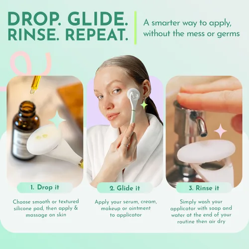 Miniatura 4 de Aplicador de suero para cara con espátula, herramienta reutilizable para el cuidado de la piel azul cielo para sueros, aceites, protector solar