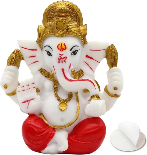 Miniatura 9 de Ganesha dorada para tablero de instrumentos de automóvil, 3.5 pulgadas de alto, tono dorado, estatua de Lord Ganpati, ídolo hindú de Ganesh