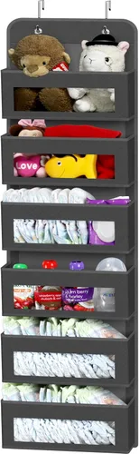 Simple Houseware - Organizador con 6 bolsillos con ventana transparente para colgar en la puerta del armario, para dormitorio, baño, despensa, color