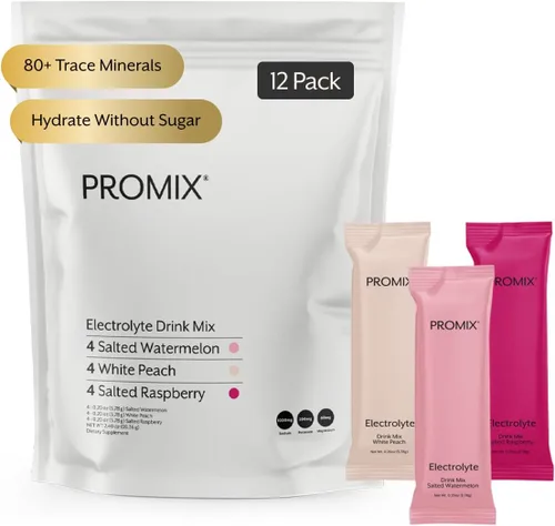 Miniatura 9 de ProMix Nutrition Paquetes de hidratación de electrolitos en polvo, sal rosa del Himalaya, magnesio, potasio, vitamina C, sandía salada, ligeramente