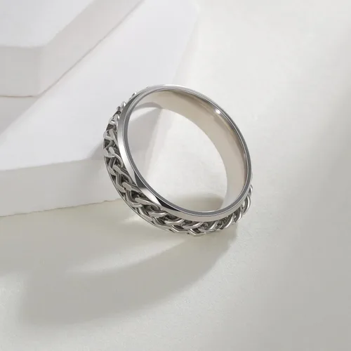 Miniatura 54 de Anillos giratorios para la ansiedad para hombre, anillos clásicos de cadena para mujeres y adultos, anillo de acero de titanio