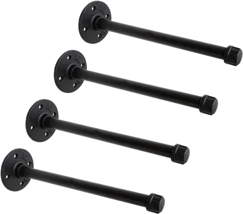 Miniatura 12 de Soportes industriales de tubo de hierro negro de 1/2 pulgada, soporte rústico para colgar en la pared, soportes de tubo personalizados para estantes