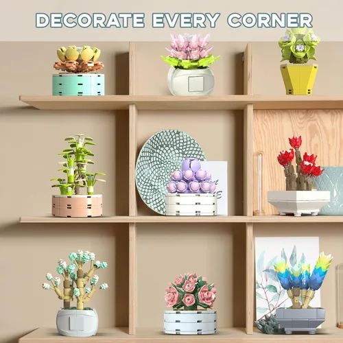 Miniatura 7 de JMBricklayer Flores Suculentas Colección Botánica Juegos de Construcción, Plantas para Decoración de Oficina y Hogar, Bonsái, Suculentas, Juguetes
