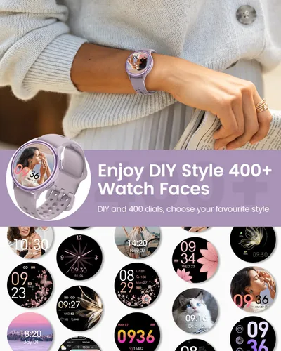 Miniatura 6 de Relojes inteligentes para mujer (respuesta/hacer llamadas), monitor de actividad de pantalla AMOLED de 1.27 pulgadas con monitor de frecuencia