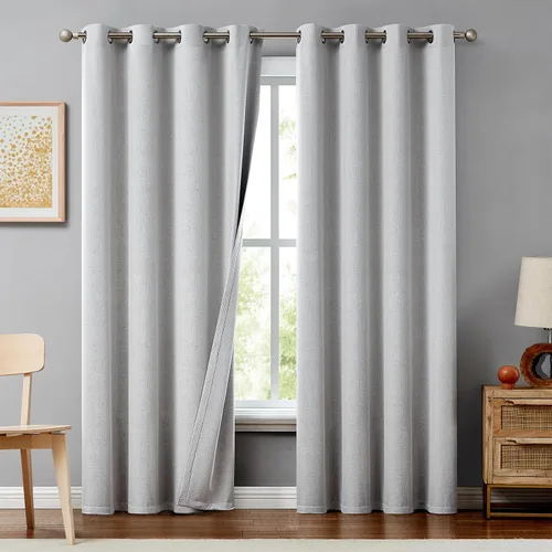 Miniatura 22 de Melodieux Cortinas 100% opacas para dormitorio, aislamiento térmico, reducción de ruido, cortinas de ventana de lino con ojales para sala de estar
