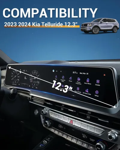 Miniatura 2 de YEE PIN Protector de pantalla Telluride 2025 para Kia Telluride LX/S/EX/SX/SX Prestige/X-Line/X-Pro Dual Panoramic 12.3 pulgadas 2025 23-24 Kia
