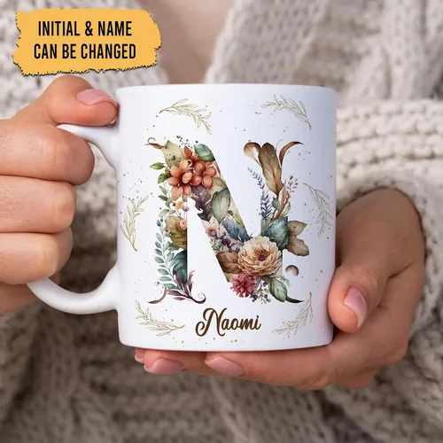 Miniatura 2 de Hyturtle Taza de café personalizada con inicial con nombre, monograma de cumpleaños, regalos de Navidad para niñas y mujeres, letra A del alfabeto