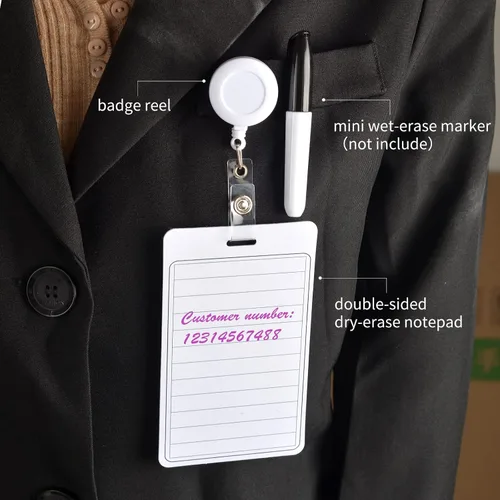 Miniatura 7 de Bloc de notas borrable de 3 x 5 pulgadas con carrete retráctil o clip, bloc de notas de borrado en seco, bloc de notas borrable de bolsillo