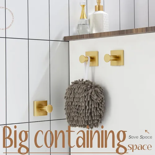 Miniatura 3 de KOKOSIRI Ganchos para Toallas de Baño para Pared de Ducha, Colgadores de Toallas, Ganchos para Bata de Baño para Puerta, Cocina, Armario, Acero Oro