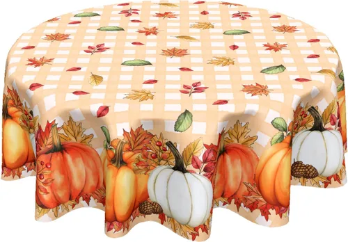 Miniatura 40 de Sweetshow Mantel Tropical Redondo de 60 Pulgadas para Verano Hoja de Palmera Hawaiana Verde Mantel Redondo de Poliéster Lavable Cubierta de Mesa