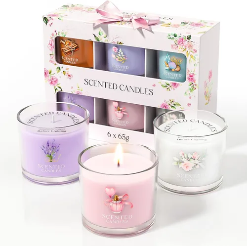CHILLFLAME Velas perfumadas, juego de regalo de velas perfumadas para aliviar el estrés, 6 velas votivas para mujeres y hombres, regalos de velas de