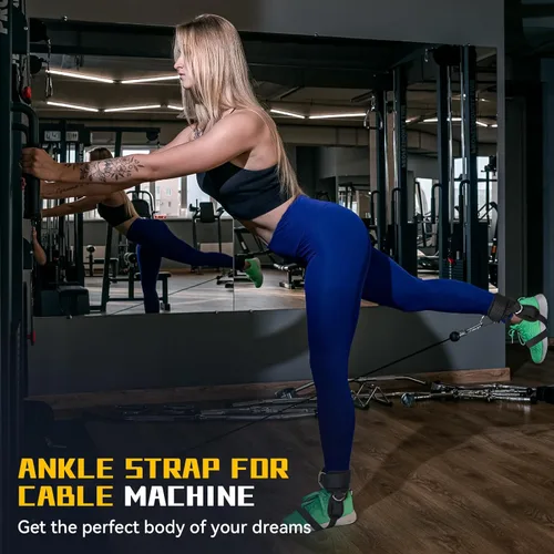 Miniatura 4 de Correas de tobillo para máquina de mancuernas y cables, accesorio de pie con mancuernas para gimnasio con correa de nailon más larga/junta