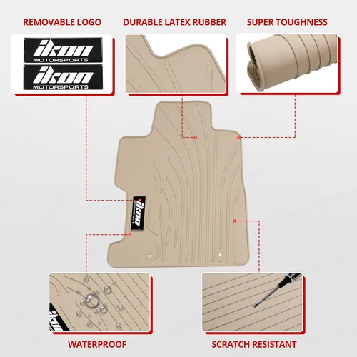 Miniatura 2 de IKON MOTORSPORTS, Alfombrillas compatibles con Honda Civic Coupe & Sedan 2006-2011, Goma de látex beige personalizada para todo clima, alfombras