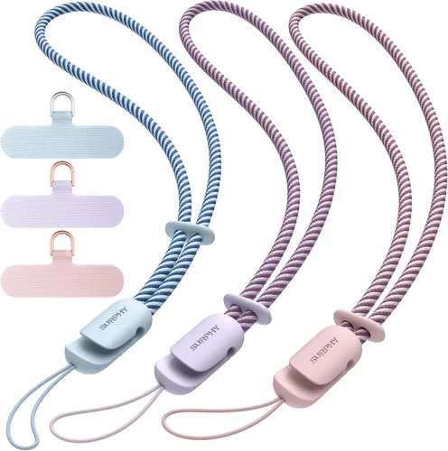 Miniatura 18 de SURPHY Paquete de 3 correas de muñeca para teléfono con lengüeta de sujeción para teléfono celular, correa para teléfono celular, correa para A