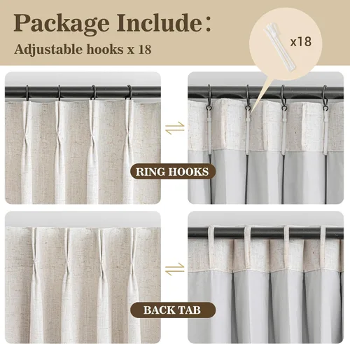 Miniatura 4 de MYSKY HOME Dusty Blue Full Black Out Pinch Pleated Curtains 63 inches Long for Bedroom Linen Textured with Blackout Liners Blue Gray Thermal