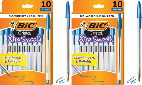 Miniatura 7 de BIC Cristal Xtra Smooth Bolígrafo de Punta de Bola, Punta Media (1.0mm), Azul, 10