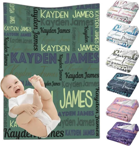 Miniatura 8 de Mantas de bebé personalizadas para niñas y niños, mantas de bebé personalizadas con nombre para niños y niñas, regalos personalizados para bebés