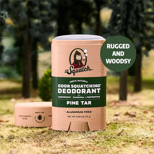 Miniatura 3 de Dr. Squatch Desodorante natural para hombres, sin olor, sin aluminio, alquitrán de pino (2.65 onzas, paquete de 3)