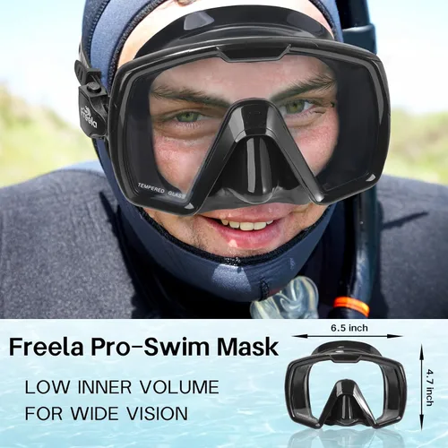 Miniatura 4 de Freela Adult Swim Goggles Mask for Adult with Nose Cover, Tempered Glass Anti Fog Waterproof 180° Clear Wide View Men Women