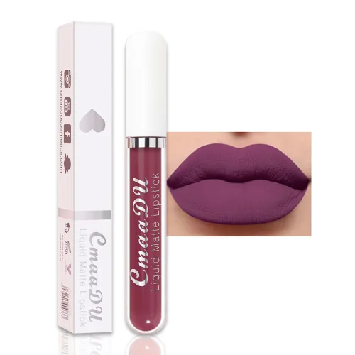 Miniatura 22 de evpct 1 Pieza Lápiz Labial Líquido Mate Malva Brillo Labial Conjunto Brillante para Mujeres Negras 24 Horas Rosa Lápiz Labial Sedoso Terciopelo