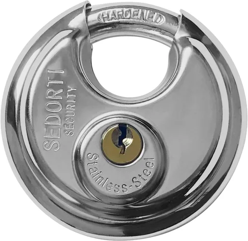 Miniatura 2 de SEDORTI Paquete de 10 candados de disco con llaves iguales, 2-3/4 pulgadas de ancho, cerradura redonda de acero inoxidable 304, cerradura