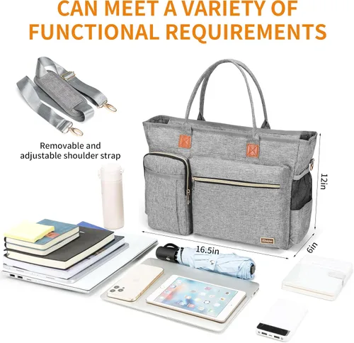Miniatura 4 de Bolsa de mano para laptop, bolsa de mano para profesores para mujer, trabajo, 15.6 pulgadas, bolsa de mano para computadora portátil, bolsa de mano