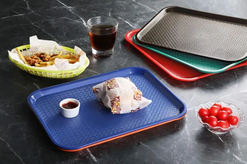 Miniatura 7 de New Star Foodservice Bandeja de comida rápida, juego de 12 (rojo, 10 x 14 pulgadas)