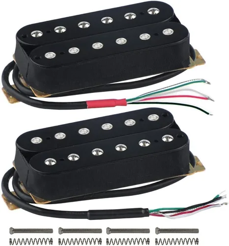 FLEOR Pastillas Humbucker de guitarra eléctrica de cerámica de doble bobina para guitarra puente y pastillas para el cuello, color negro