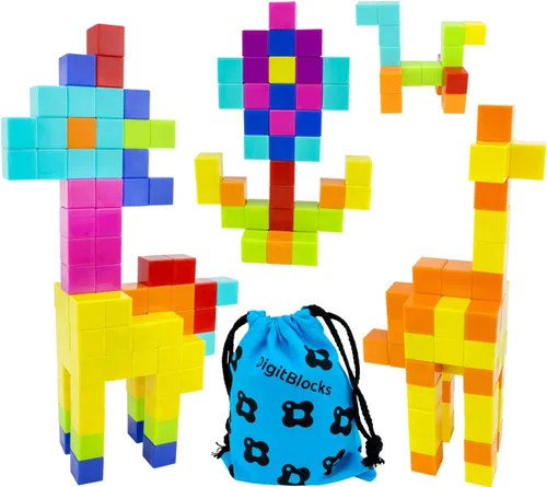 Miniatura 7 de BrainSpark 48 piezas bloques de construcción magnéticos DigitBlocks multicolor STEM Montessori bloques imán para niños, juego educativo de Negro