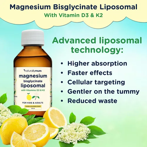 Miniatura 2 de Liposomal de magnesio con vitaminas D3 y K2 Bisglicinato de magnesio para niños y adultos Suplemento líquido altamente absorbente Sabor a