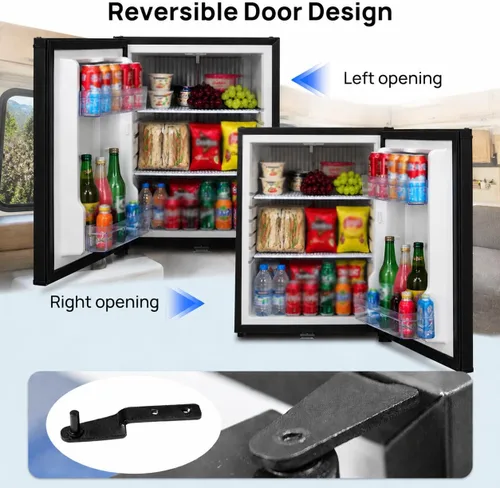 Miniatura 6 de Smad Mini refrigerador con bloqueo, sin ruido, 110 V/12 V, refrigerador compacto de 2 vías, caravana, camión, caravana, bebidas, mini refrigerador