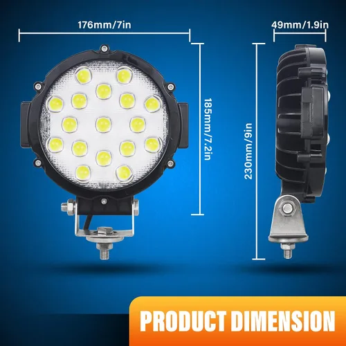 Miniatura 3 de Willpower 2 piezas 7 pulgadas 51 W negro punto haz redondo LED trabajo barra de luz DC 9-30 V para camión coche ATV SUV 4X4 Jeep camión lámpara