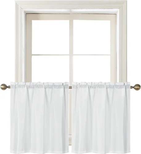 Miniatura 12 de Cortinas de baño gris de Home Queen con textura gofre para ventana de cocina pequeña, repelente al agua, bolsillo de barra, corta, 61 cm x 61 cm