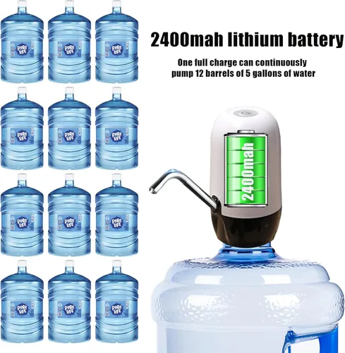 Miniatura 3 de Bomba de Agua Dual Verdadera de 5 Galones Dispensador de Agua Portátil, Bomba de Jarra de Agua con Carga USB de Alta Capacidad de Batería Fácil
