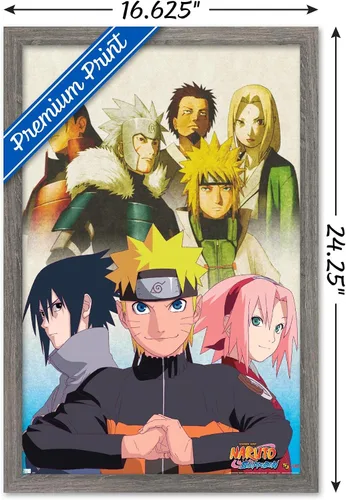 Miniatura 3 de Trends International Naruto Shippuden - Póster de pared de arte clave, 14.725 x 22.375 pulgadas, versión enmarcada de madera de granero