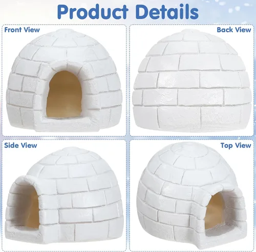 Miniatura 5 de HOMSFOU Mini figura de iglú modelo de casa de hielo de 2.16 x 1.88 x 1.77 pulgadas, adorno de decoración ártica para niños, casa de muñecas, micro