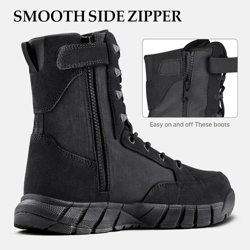 Miniatura 3 de FREE SOLDIER Men's 8 Inch Tactical Side Zip Boots Military Army Work Boots Lightweight Combat Boot for Motorcycle Boot