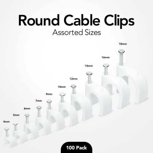 Miniatura 2 de Paquete de 100 mini clips redondos para cables, clips de gestión de cables de computadora para electrodomésticos, Ethernet, cable coaxial y cables