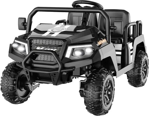 Coche eléctrico para niños, juguetes de 24 V y 4 plazas con control remoto para padres, suspensión de 4 ruedas, capacidad máxima de peso de 220 Negro