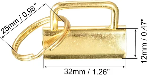 Miniatura 2 de uxcell 72 llaveros de 1.3 pulgadas (1.260 in) con llavero y anillo para correas de bolsa, pulseras, cordones, tono dorado