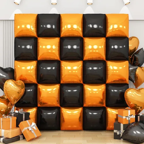 Miniatura 11 de Globos de aluminio cuadrados rojos, azules y plateados, kit de 25 globos de doble cara para fondo, túnel de helio, arco, guirnalda para el 4 de Rojo