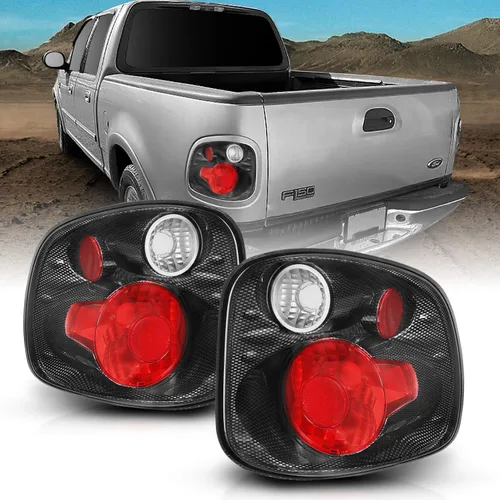 AmeriLite para 2001-2003 Ford F-150 Flareside - Juego de luces traseras de repuesto de fibra de carbono Euro, lámpara de freno, par - lado del
