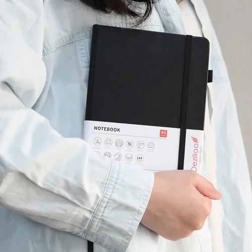 Miniatura 6 de Cuadernos forrados para diario, con lazo para bolígrafo. Cuadernos de tapa dura para trabajo, papel grueso de 100 Gsm con bolsillo