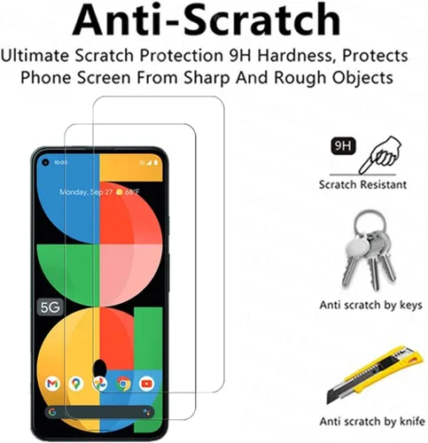 Miniatura 4 de Protector de pantalla transparente para Google Pixel 5a 5G HD de vidrio templado, 2 unidades, dureza 9H, antiarañazos, protector de pantalla