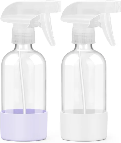 Miniatura 14 de Worldgsb 2 unidades de botellas de spray de vidrio de 8 oz, contenedores vacíos rellenables con protección de funda de silicona, botellas de spray