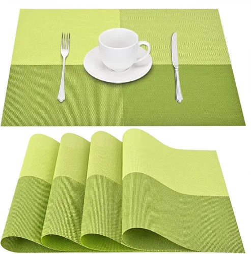Miniatura 13 de GIVERARE Juego de 6 manteles individuales de vinilo tejido resistente al calor, antideslizante, lavable, fácil de limpiar, tapetes de plástico